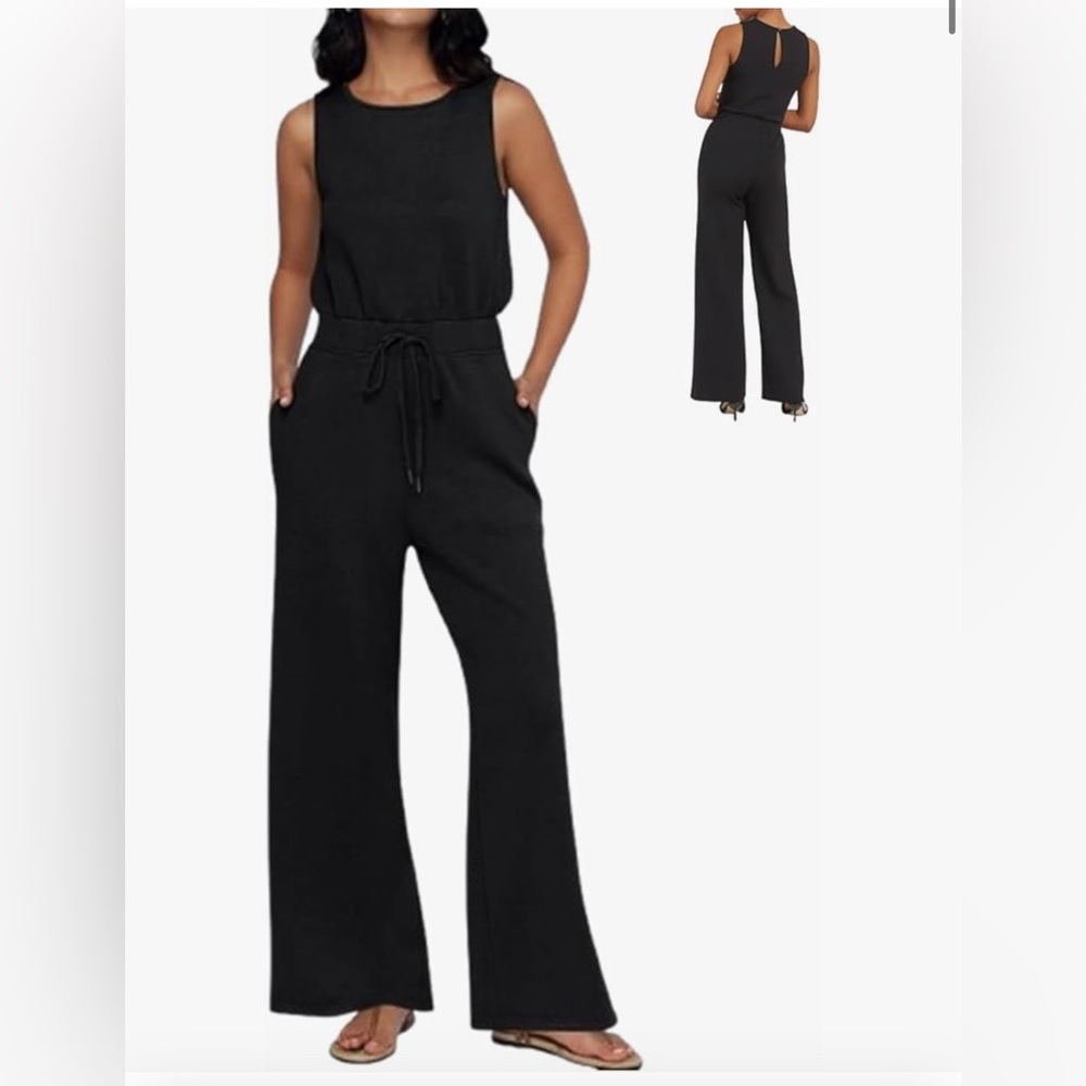 Classic Black Sleeveless Wide-Leg Jumpsuit